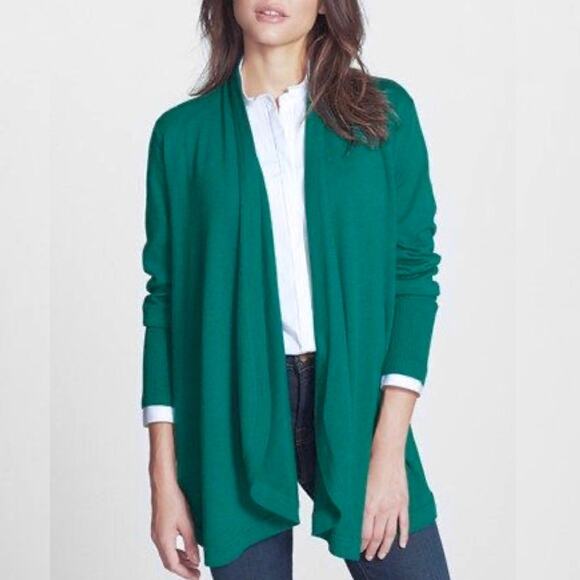 EILEEN FISHER Rounded Open Front Merino Wool Knit Cardigan Women’s Size Small - Picture 1 of 13